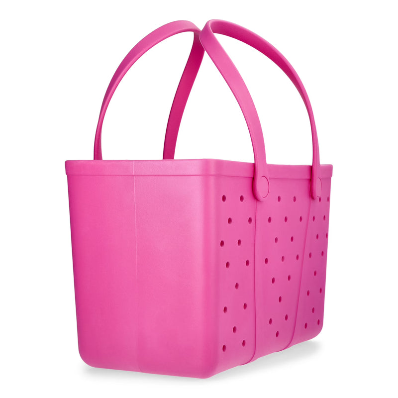 Time and Tru Women's Waterproof EVA Beach Tote Bag, Hot Pink
