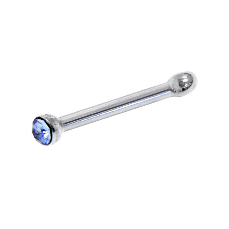 20G Stainless Steel Light Blue Gem Micro Nose Bone