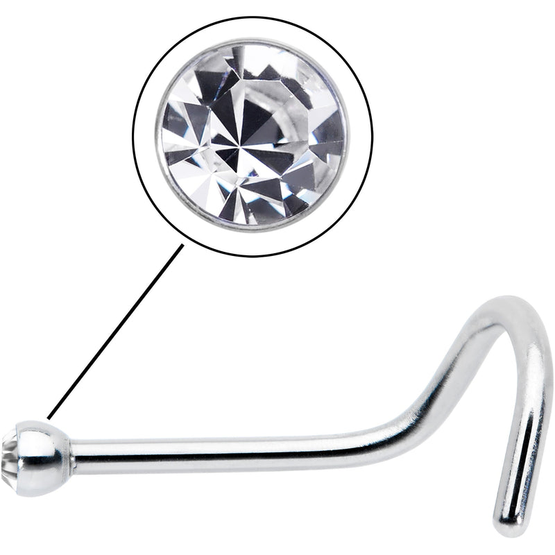 20G Stainless Steel Crystalline Gem Micro Nose Ring Twister