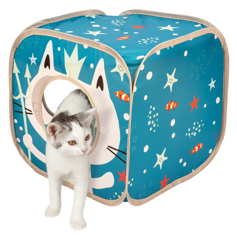 Vibrant Life Pop Open Collapsible Mermaid Cat Cube, Blue