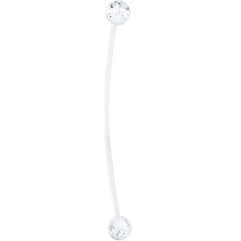 Pregnant Belly Button Ring Clear and Pink Glitter Pack Set