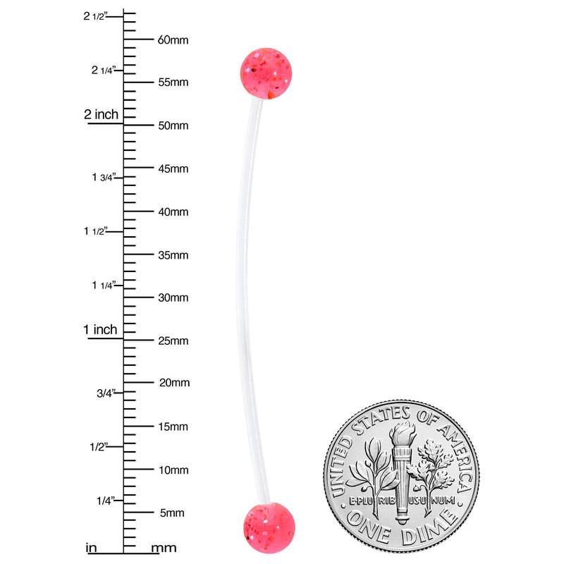 Pregnant Belly Button Ring Clear and Pink Glitter Pack Set