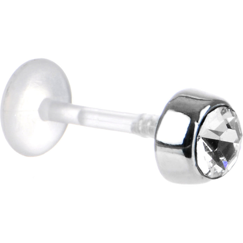 16G 5/16 Clear Solitaire Bioplast Tragus Labret Monroe