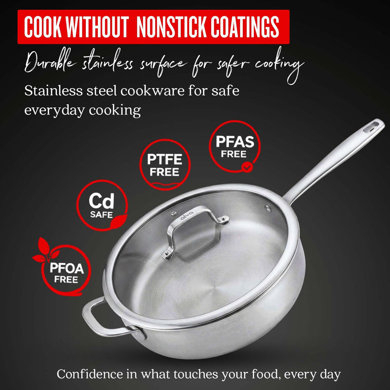 5-Ply Stainless Sauté Pan with Lid, 4-Qt