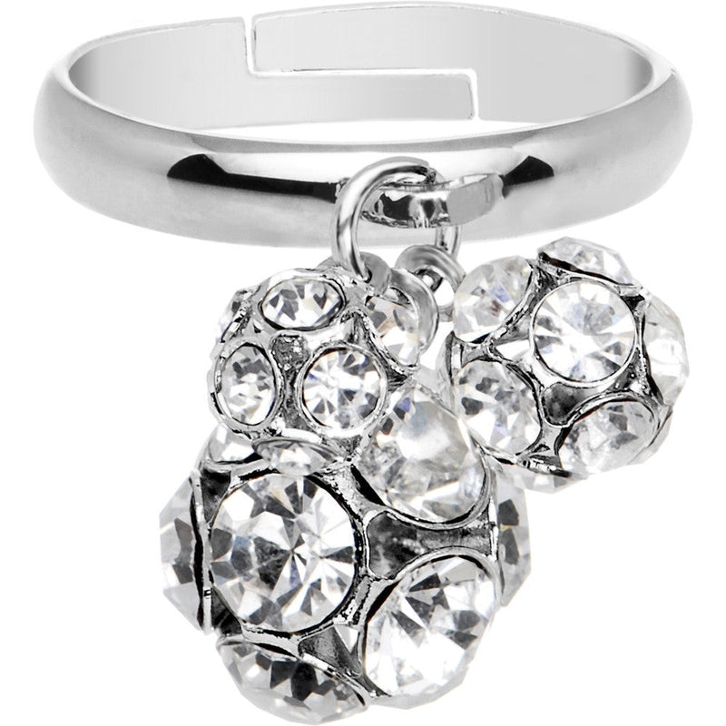 Clear Gem Cluster Dangle Adjustable Ring
