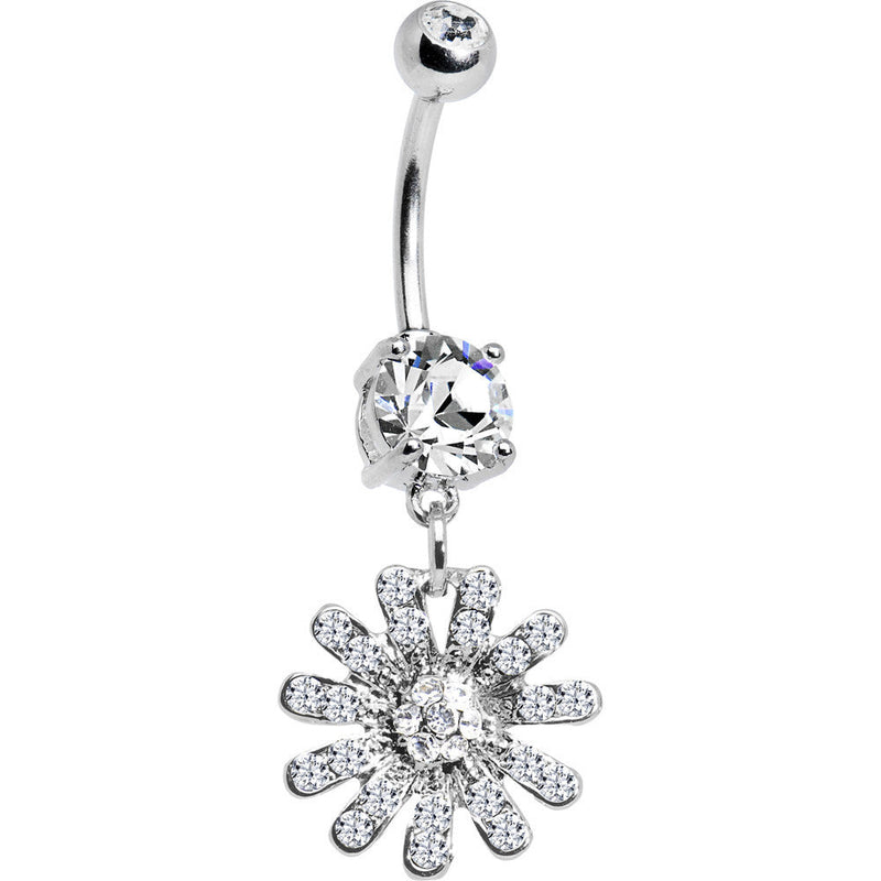 Crystalline Gem Gerber Daisy Flower Belly Ring