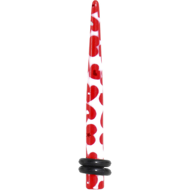 6G Lovely Red Heart Acrylic Ear Taper