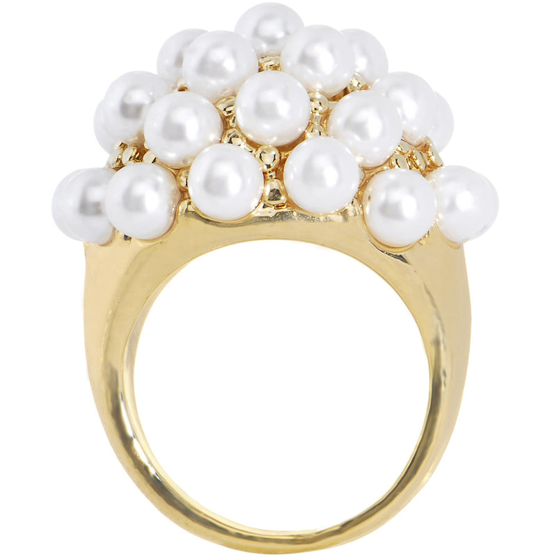 Size 6 -Goldtone Faux Pearl Cluster Ring