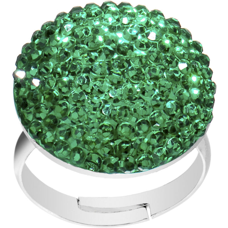Emerald Green Sparkler Round Adjustable Ring