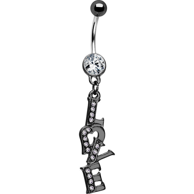 Midnight Love Dangle Clear Gem Belly Ring