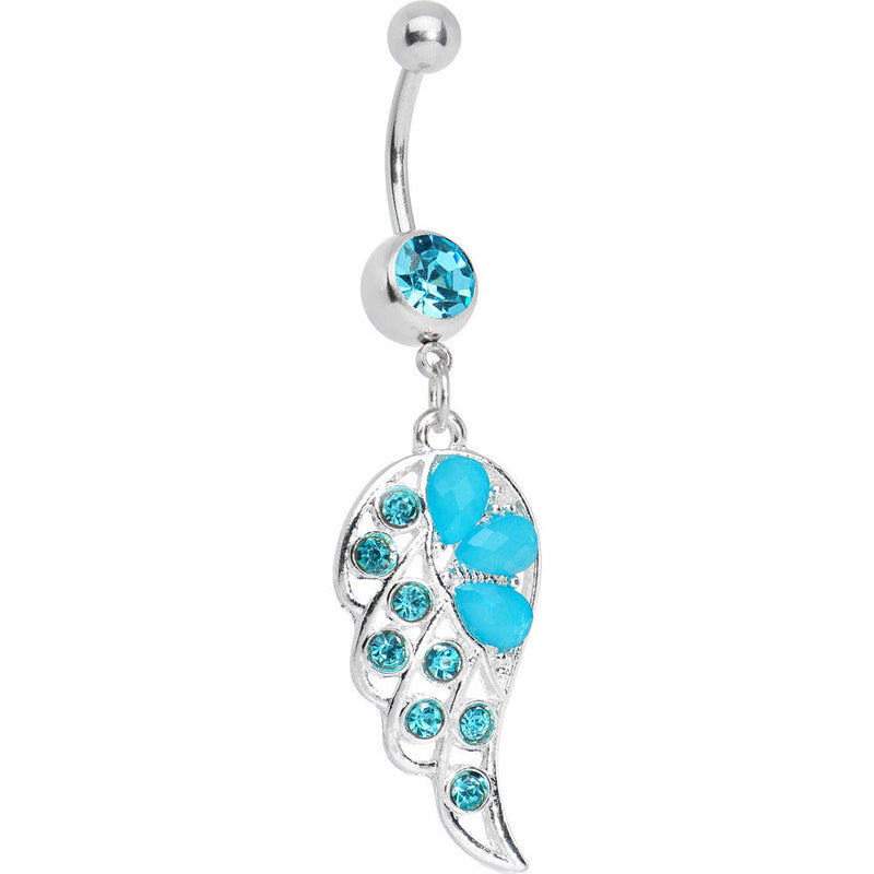 Aqua Gem Lovely Dove Wing Belly Ring