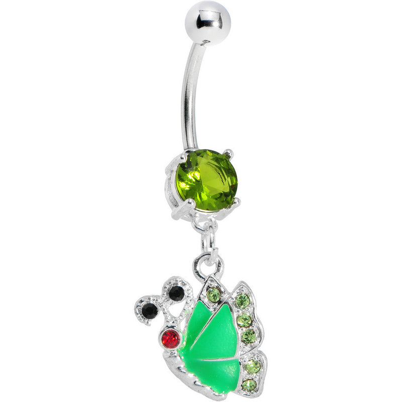 Green Gem Shine Wing Butterfly Belly Ring