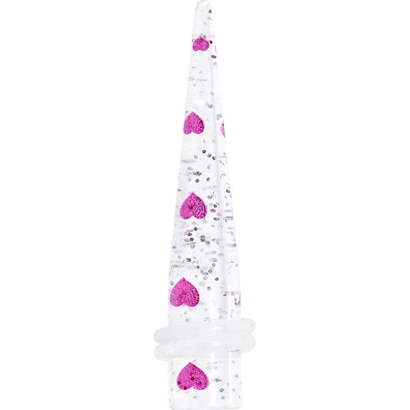 0G Clear Acrylic Glitter Purple Heart Confetti Taper