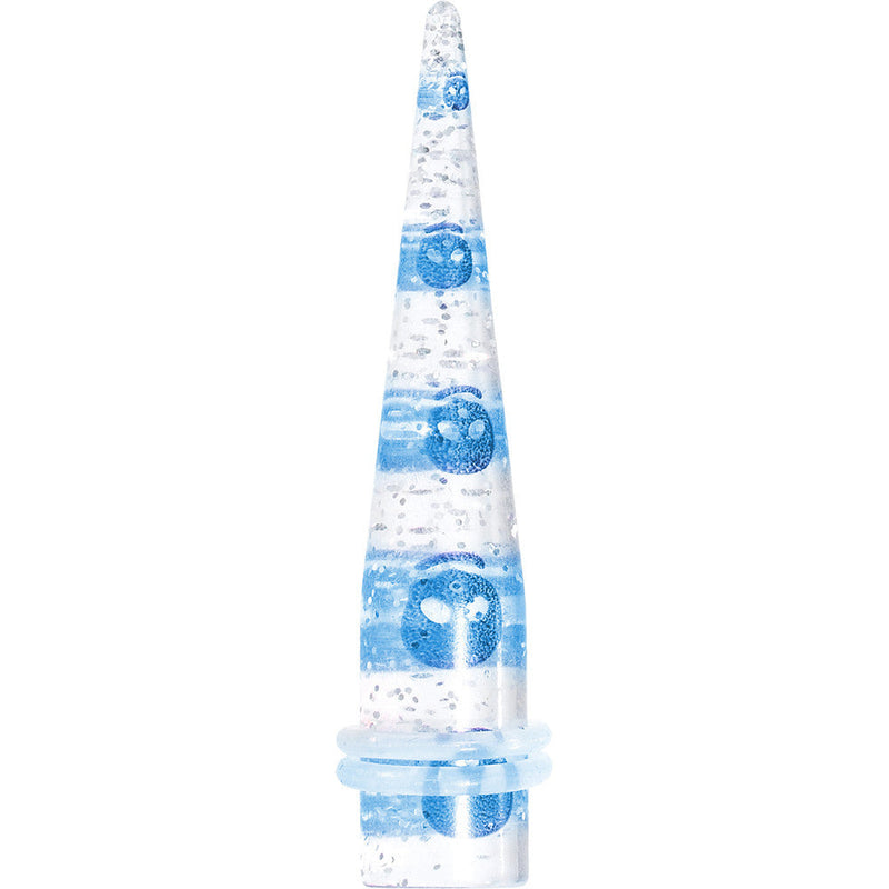 0G Clear Acrylic Glitter Blue Skull Confetti Taper