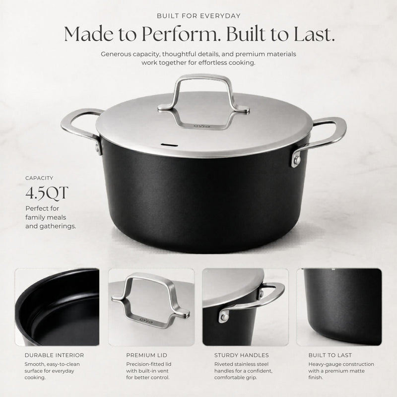 Ceramic Nonstick Stock Pot with Lid, 4.5-Qt