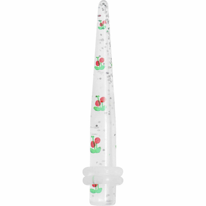 4G Clear Acrylic Glitter Cherry Confetti Taper