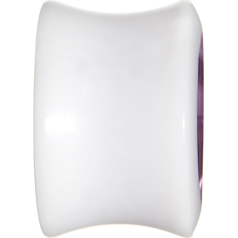 9/16 White Acrylic Purple Metallic Rose Flower Plug