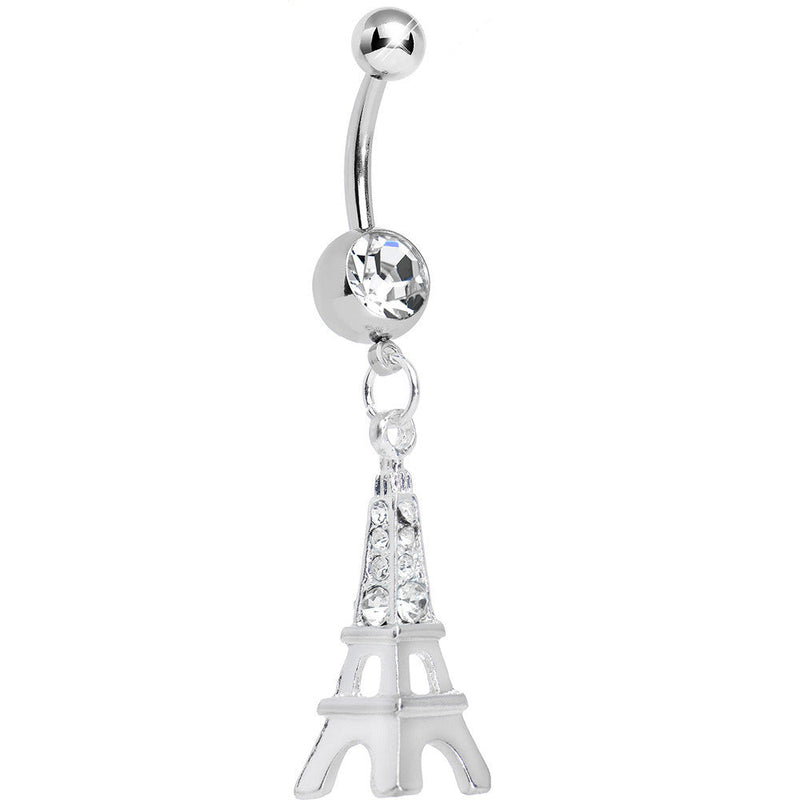 Clear Gem Elegant Eiffel Tower Dangle Belly Ring