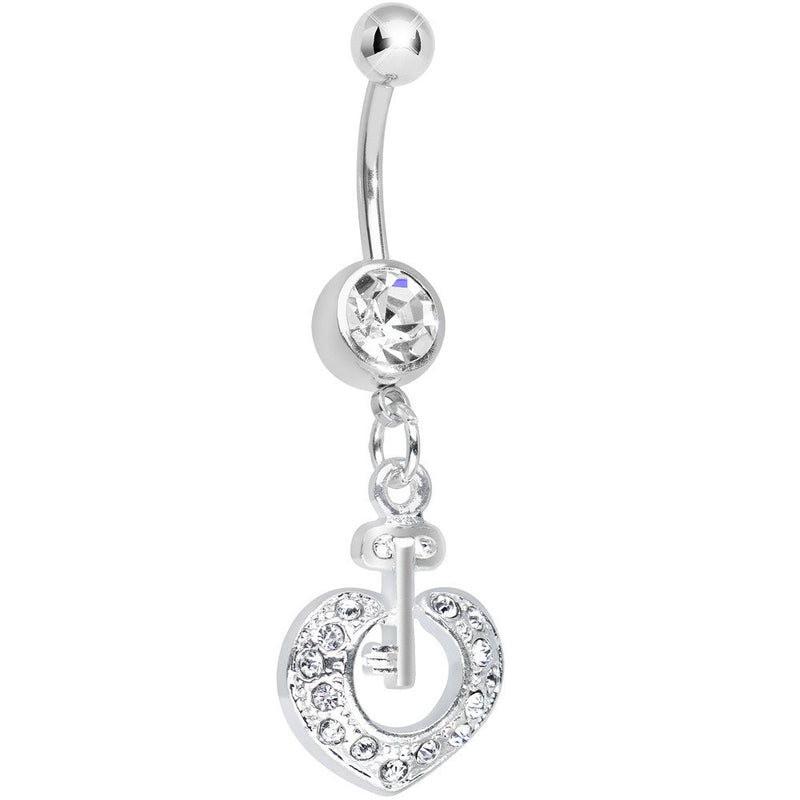 Crystalline Gem Your Heart Has the Key Dangle Belly Ring