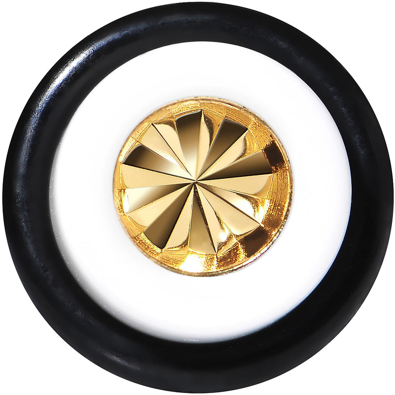 White Acrylic Gold Flashy Tire Rim Taper 2G to 20mm