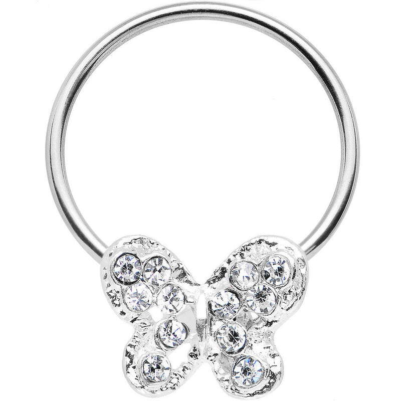 16G 7/16 Clear Gem Soaring Butterfly BCR Captive Ring