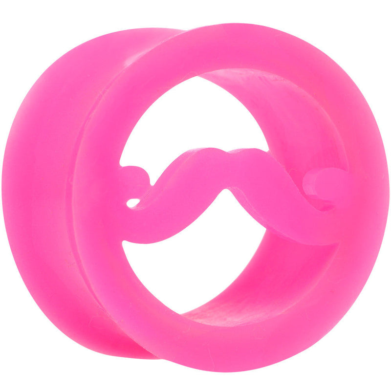 20mm Pink Silicone Dapper Mustache Tunnel Plug