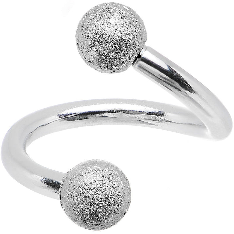 16G 5/16 Silver Sandblasted Steel Spiral Barbell 3mm Ball