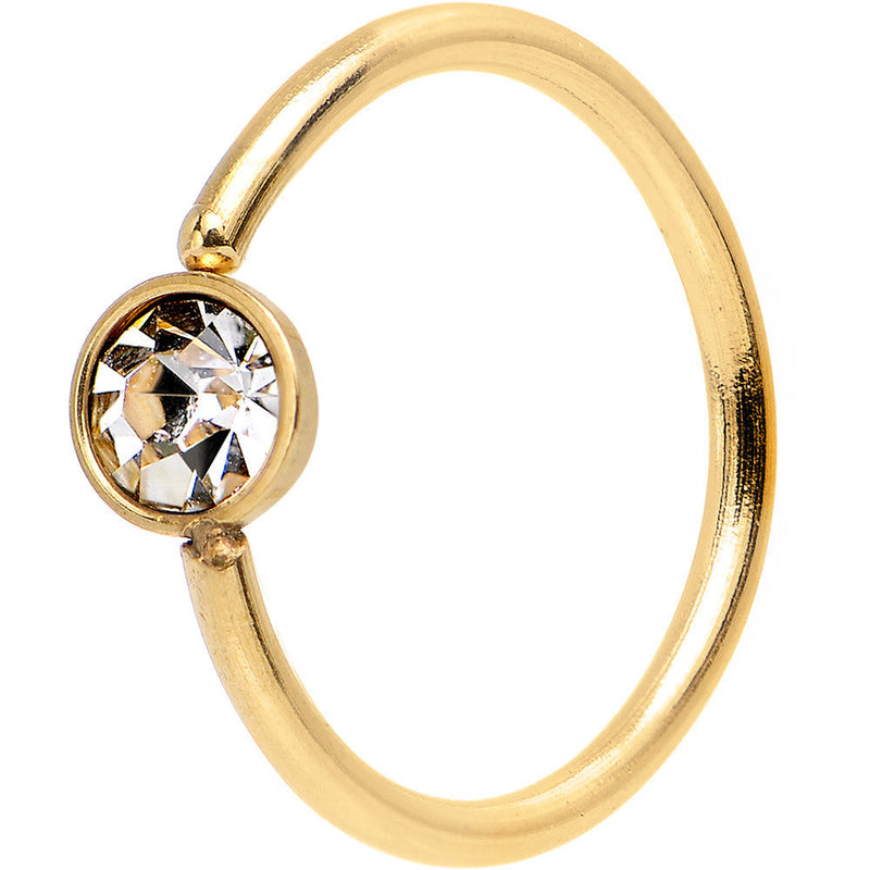 20G 5/16 Gold IP Stainless Steel Bright Clear Gem Nose Hoop