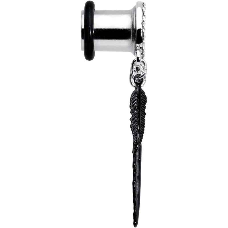 0G Clear Gem Steel Single Flare Tree of Life Dangle Plug Set