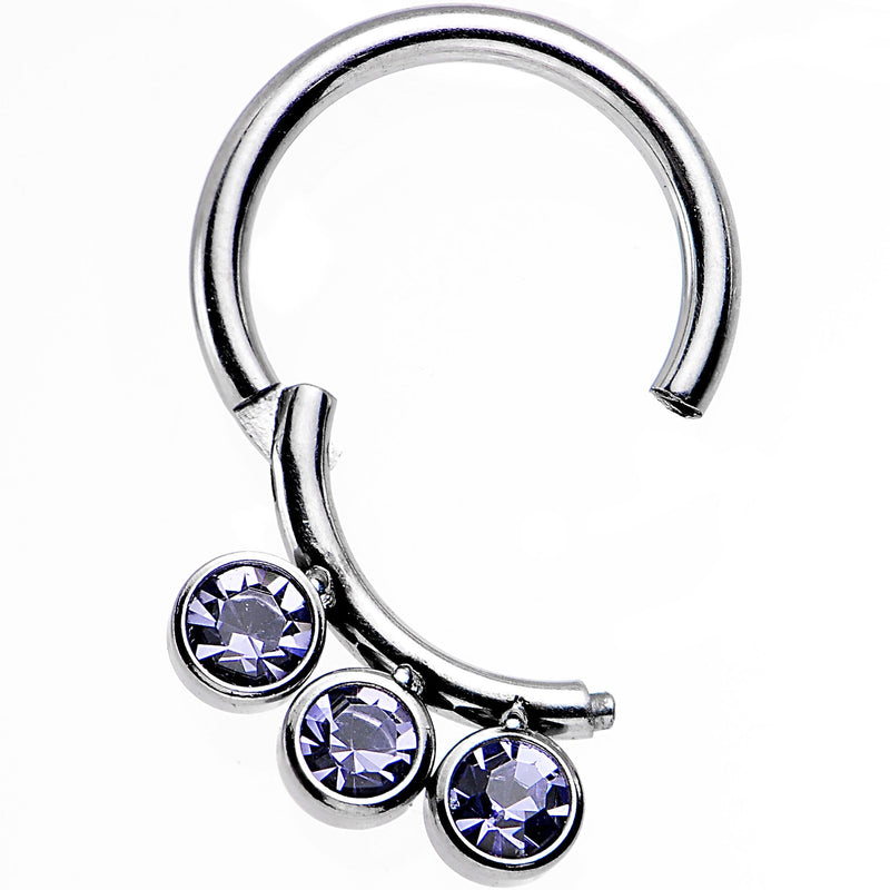 16G 5/16 Purple Gem Trio Hinged Segment Ring