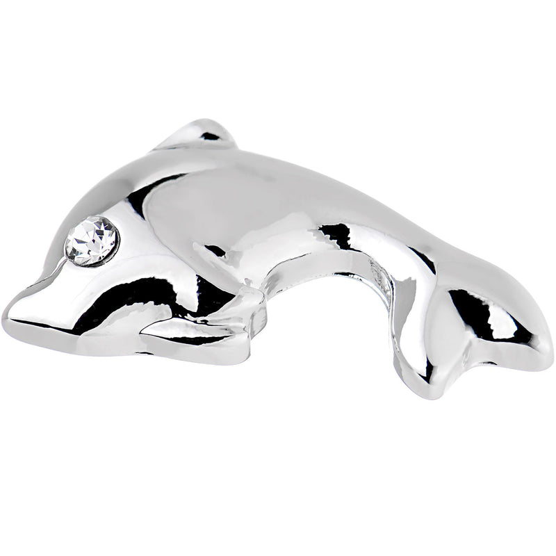 16G 1/4 Clear Gem Dolphin Left Cartilage Earring