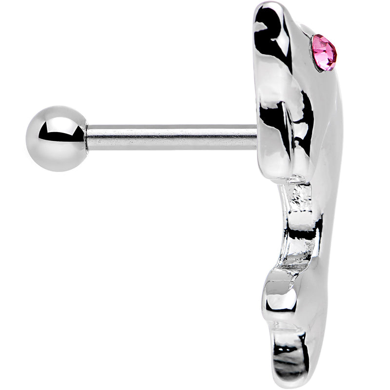 16G 1/4 Pink Gem Dolphin Left Cartilage Earring