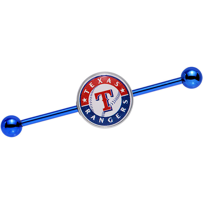 Licensed MLB Blue Anodized Texas Rangers Industrial Barbell 38mm