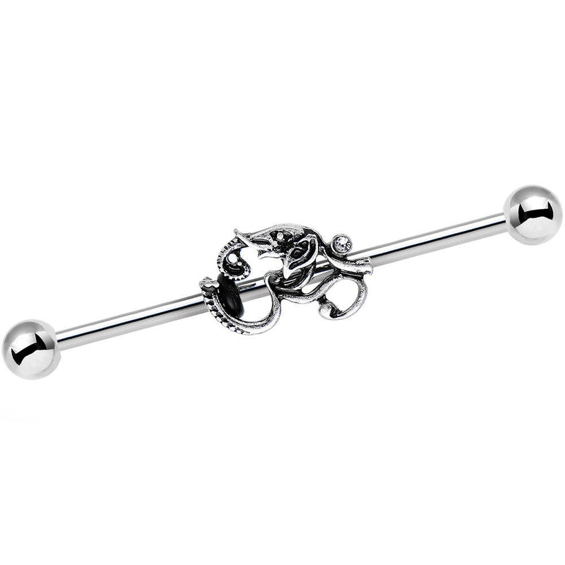 14G Clear Gem Steel Aesthetic Elephant Industrial Barbell 38mm