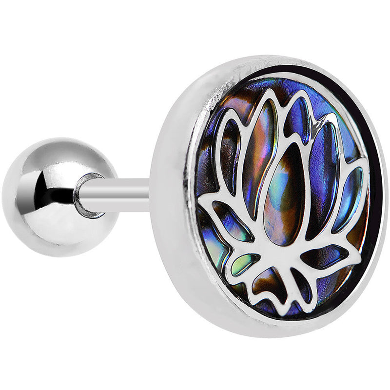 16G 1/4 Abalone Shell Steel Lotus Flower Tragus Cartilage Earring
