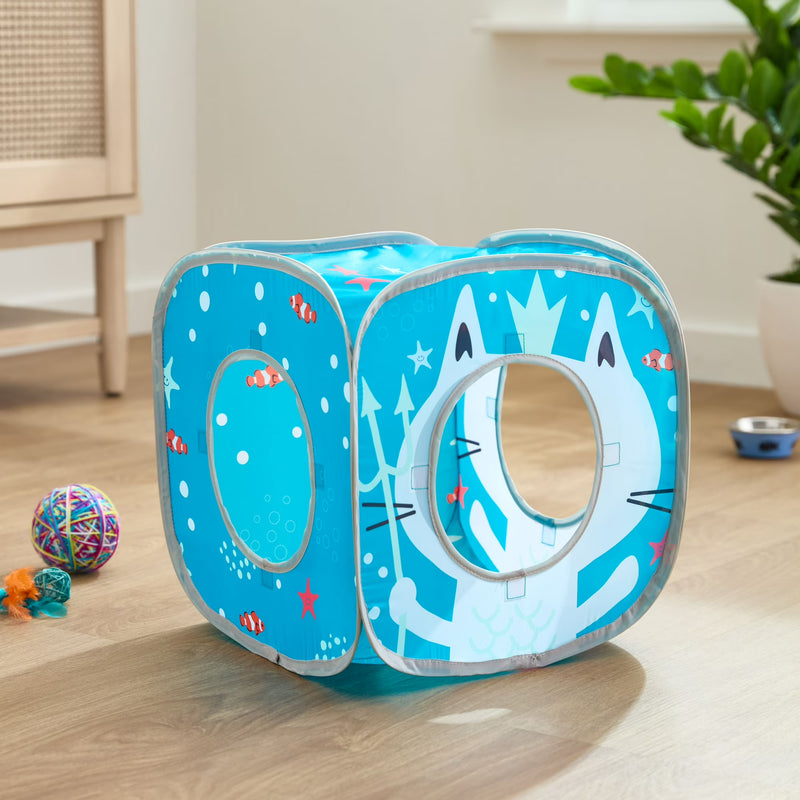Vibrant Life Pop Open Collapsible Mermaid Cat Cube, Blue