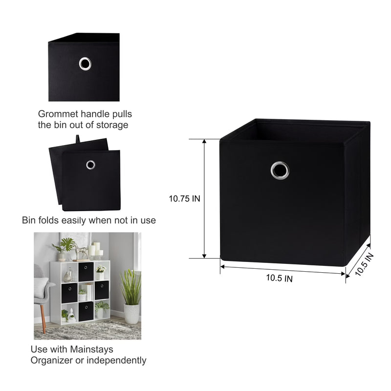 Mainstays Collapsible Fabric Cube Storage Bin, Rich Black