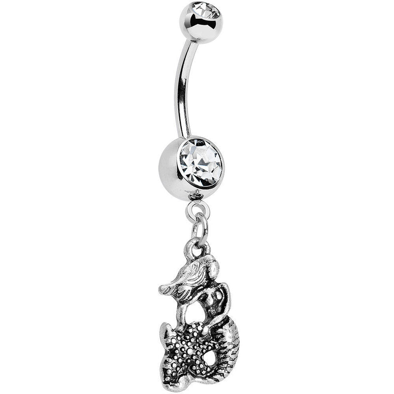 Clear Gem Miss Mermaid and Mr Starfish Dangle Belly Ring