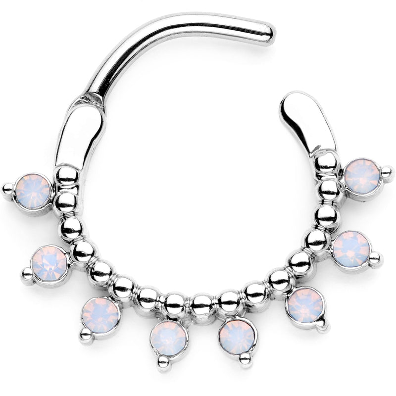 16G 3/8 White Faux Opal Twisted Hoseshoe and Clicker Set of 3