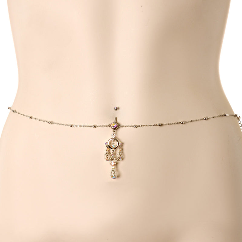 Aurora Gem Dancing Queen Chandelier Dangle Belly Ring Belly Chain