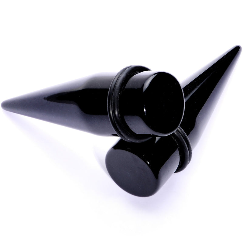Lightweight Black Acrylic Straight Taper Set 10mm to 25mm