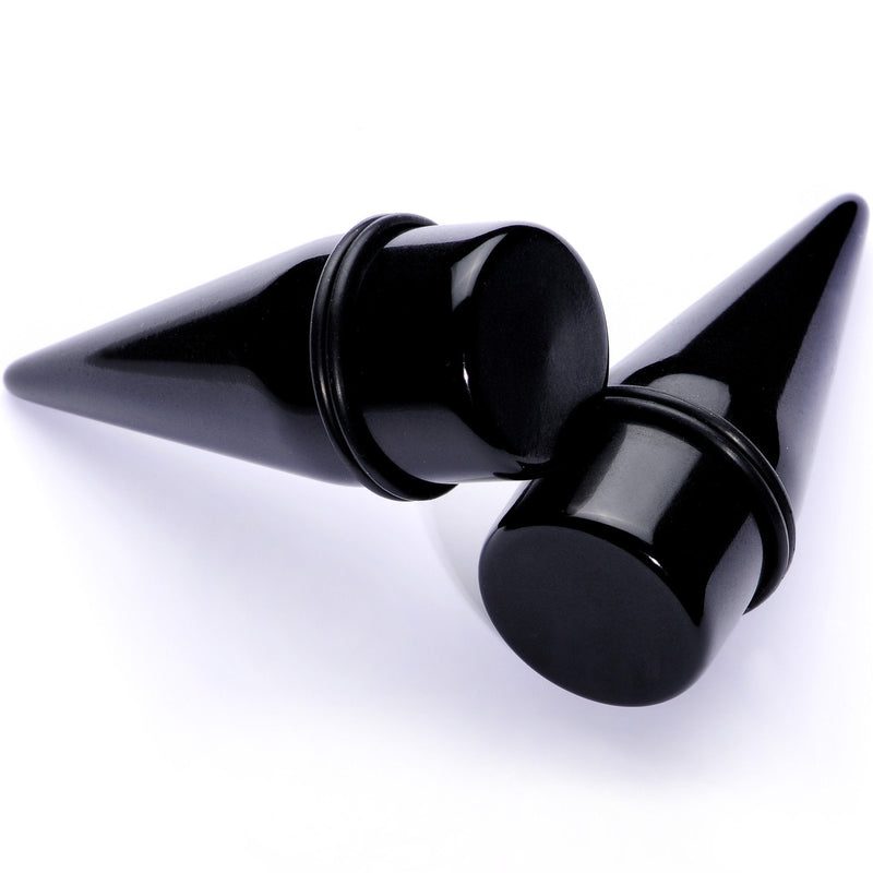 Lightweight Black Acrylic Straight Taper Set 10mm to 25mm