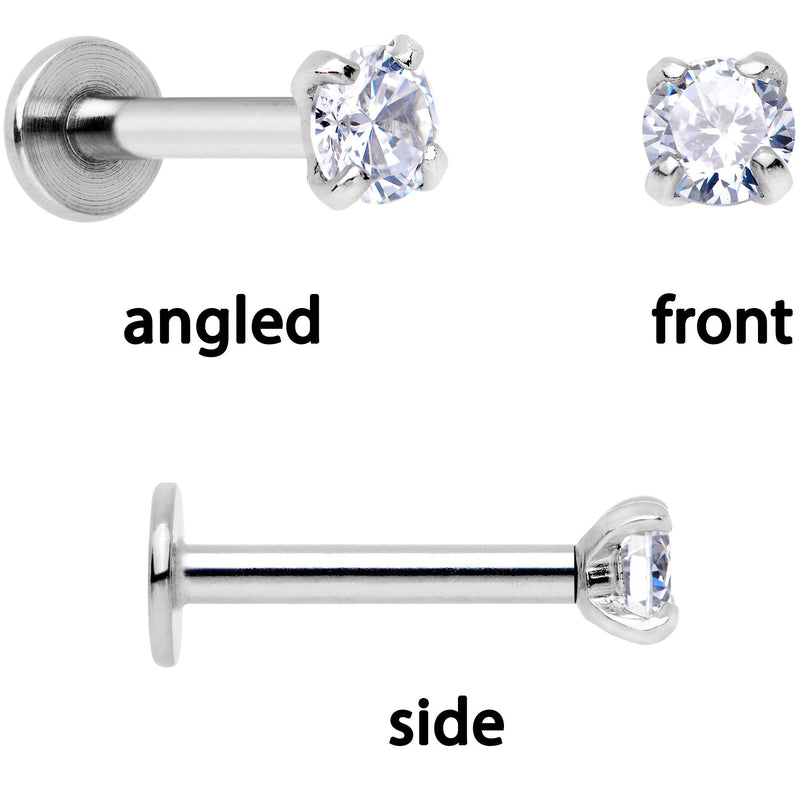 16G 1/4 Clear Gem Red Rose Flower Cartilage Tragus Earring Set of 3
