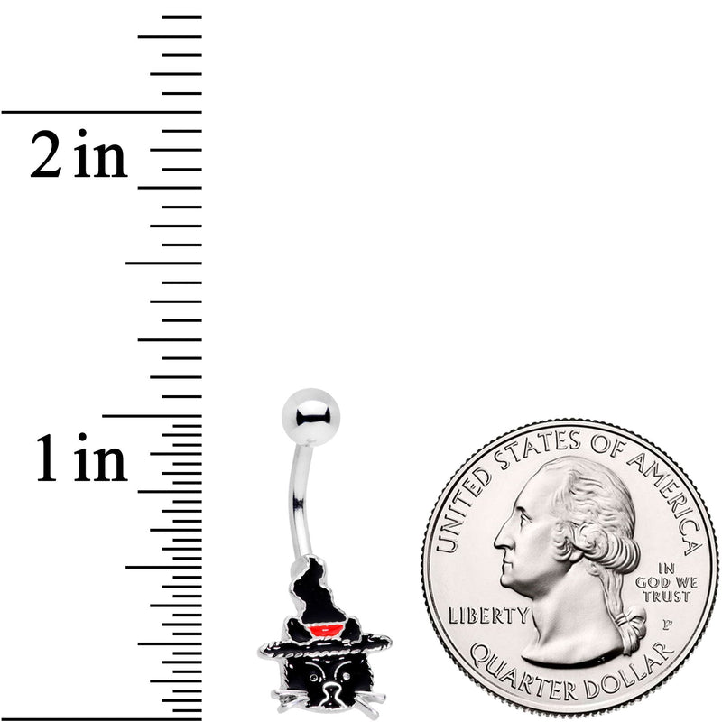 Halloween Witch Way Sassy Black Cat Belly Ring
