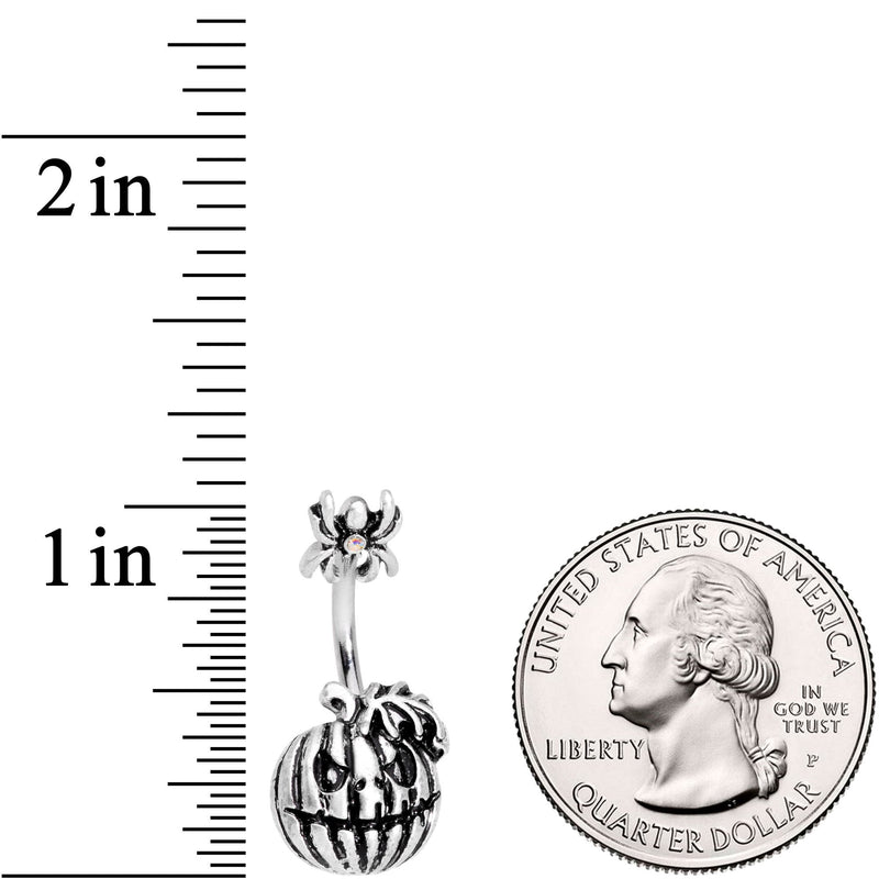 Scary Spider Jack O Lantern Double Mount Belly Ring