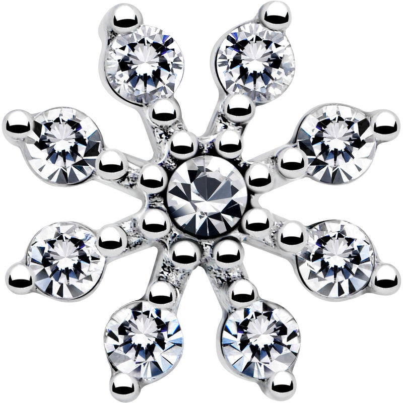 20G 1/4 Clear CZ Gem Flower L Shaped Nose Ring