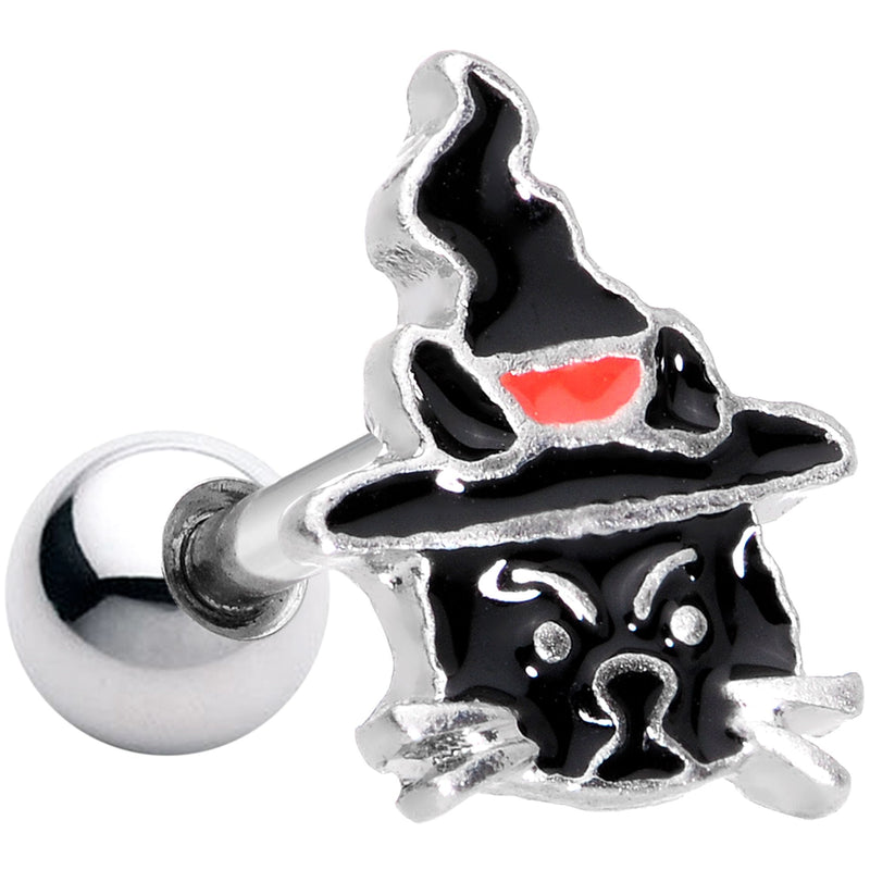 16G 1/4 Halloween Black Cat Cartilage Tragus Earring