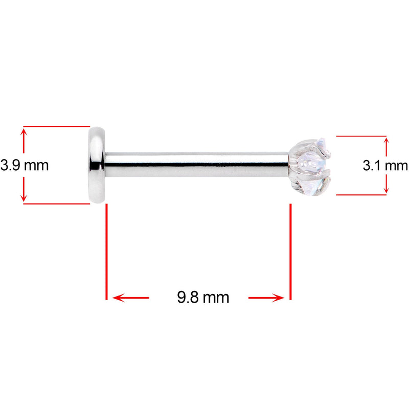 16G 3/8 Clear Pink Blue Star CZ Gem Labret Tragus Set of 3