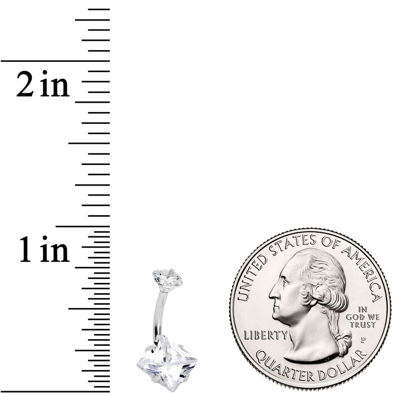 Clear Gem Round Rhombus Heart Star Belly Ring Set of 4
