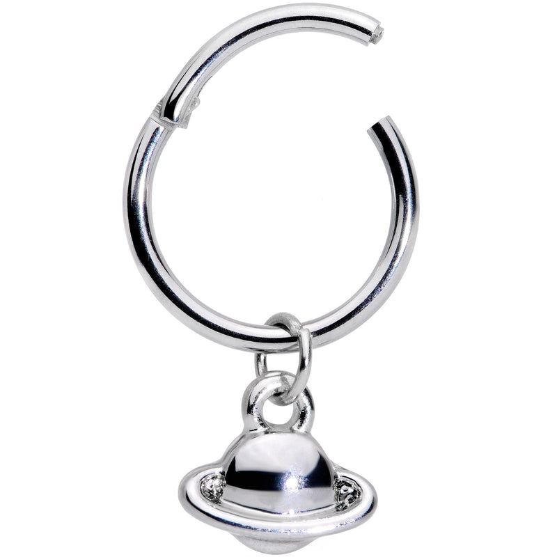 16G 3/8 Ringed Planet Saturn Dangle Hinged Segment Ring